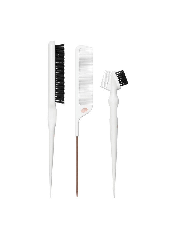 T3 3 Detail Set With Pintail Comb Edge Brush And Teasing Brush Threepiece Hair Brush And Comb Set With Premium Vegan Boar Bristles And Flexible Teeth For Smoothing Detailing And Styling Edges - Image 2