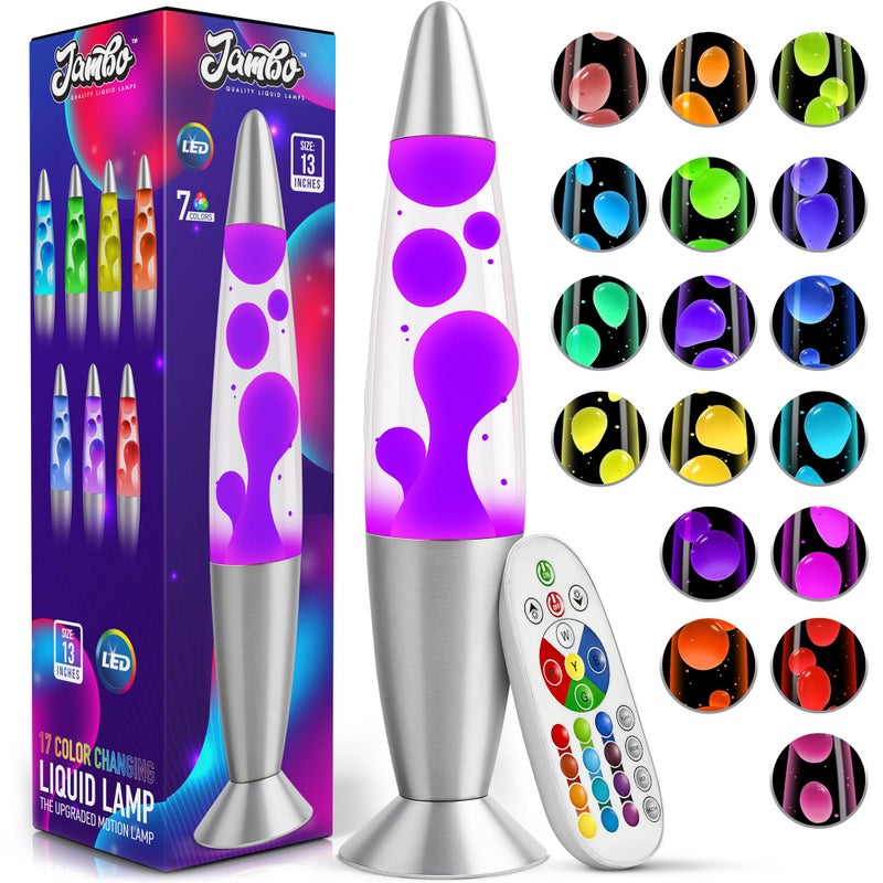 JAMBO 17-Color Changing LED Motion Lamp with Remote, 13" LED Light for Kids Teens and Adults, Night Light Nightlight, Relaxing Magma Lamp for Bedroom Living Room Office Kitchen, Home Decor - Image 1