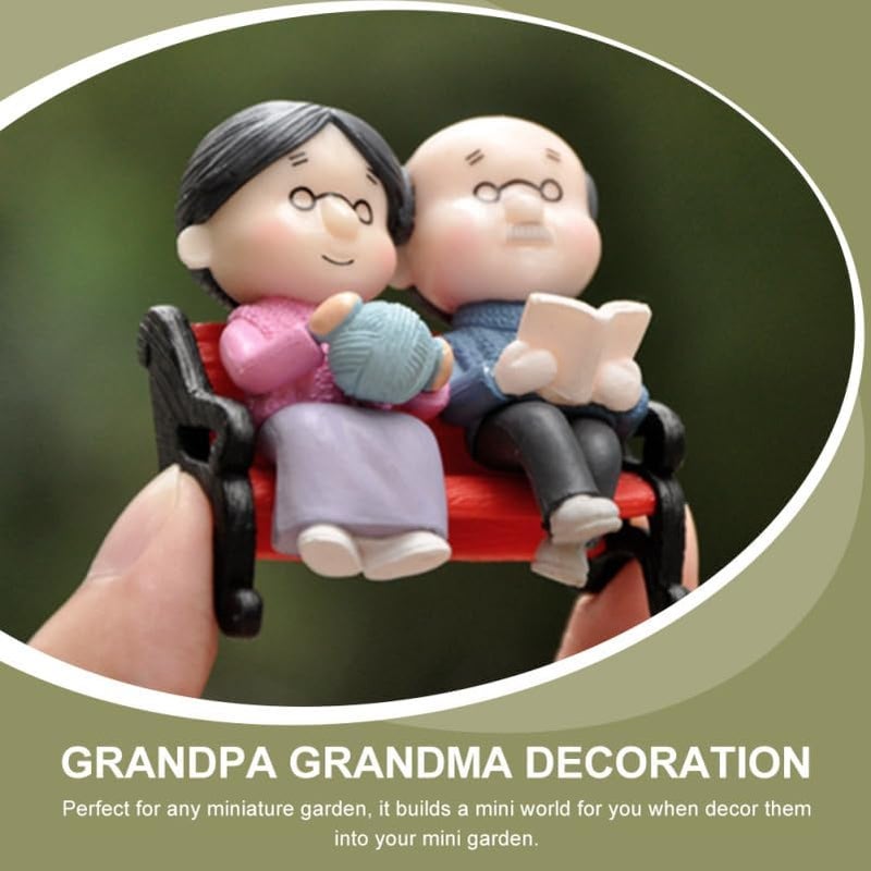 Garneck 2 Sets of Car Decorative Ornaments Grandpa Grandma Decoration Miniature Bench Statue Of An Elderly Couple View Decorations Rustic Older Couple Figures Interior Jewellery Accessories PVC - Image 5