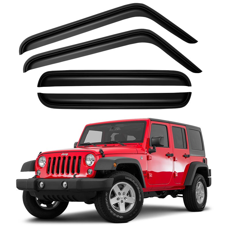 Window Visors Rain Guards Shield for 20072018 Jeep Wrangler OutChannel Window Vent Wind Deflectors Visors Shades for 0718 Wrangler JK