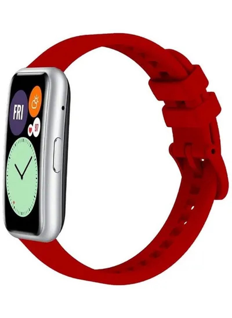 ZOOMEE - Compatible with Huawei Watch Fit 2 Strap Adjustable Silicone Sport Watch Bands Replacement Wristband Men Women Dark Red - Image 1