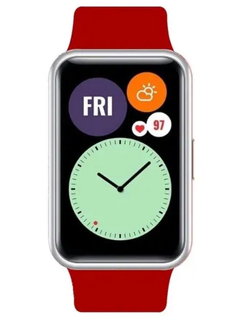 ZOOMEE - Compatible with Huawei Watch Fit 2 Strap Adjustable Silicone Sport Watch Bands Replacement Wristband Men Women Dark Red - Image 1