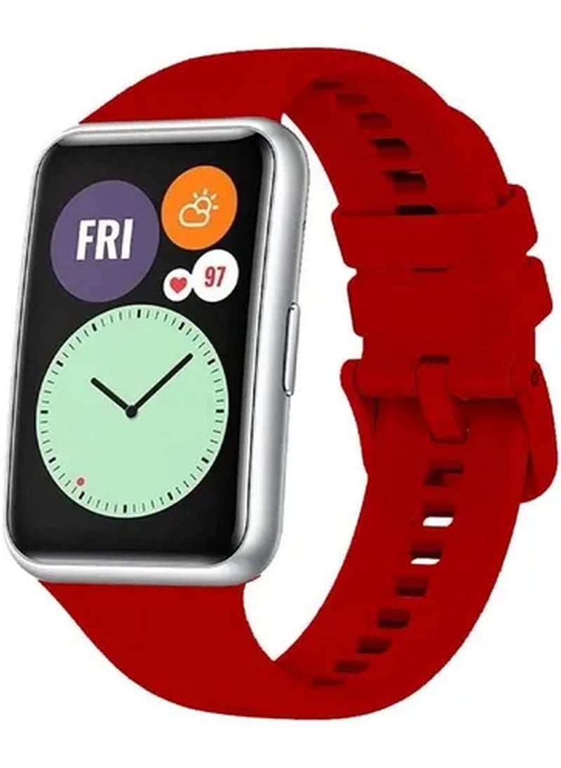 ZOOMEE - Compatible with Huawei Watch Fit 2 Strap Adjustable Silicone Sport Watch Bands Replacement Wristband Men Women Dark Red - Image 1
