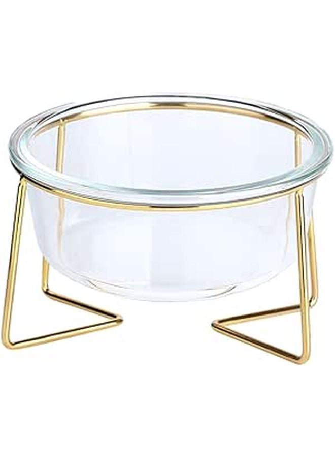 Elevated Glass Pet Feeding Bowl 800ml Tilted Design for Cats and Dogs Neck Protection - Image 1