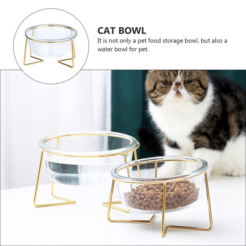 Elevated Glass Pet Feeding Bowl 800ml Tilted Design for Cats and Dogs Neck Protection - Image 4