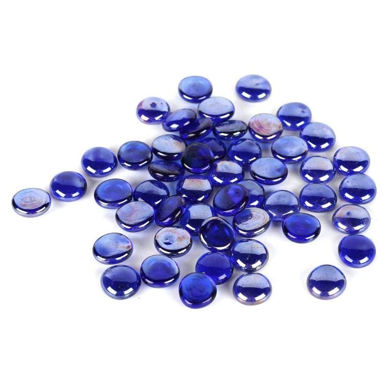 Houseables Glass Beads for Vases Marbles for Vases Glass Marbles Filler Blue Beads Flat Blue Gems Crafts Pebbles Stones Decorative Rocks Plants Florist Floral Fishbowl 5 LBS 400500 PC