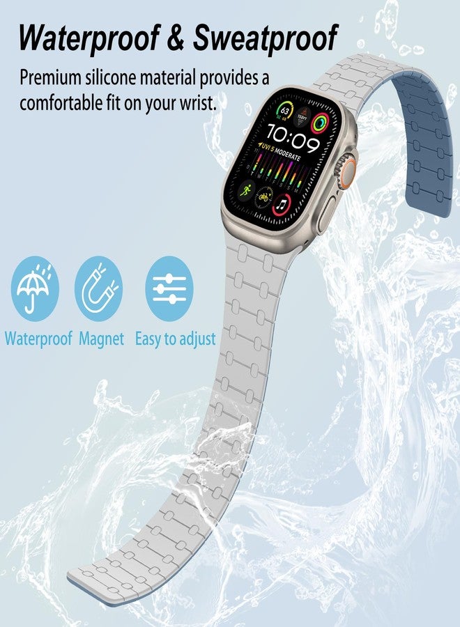 Amizee Compatible with Apple Watch Strap 49 mm 46 mm 45 mm 44 mm 42 mm 41 mm 40 mm 38 mm, Silicone Magnetic Sport Loop Bracelet for iWatch Ultra 2/Ultra Series 10 9 8 7 SE 6 5 4 (42/41/40/38, - Image 4