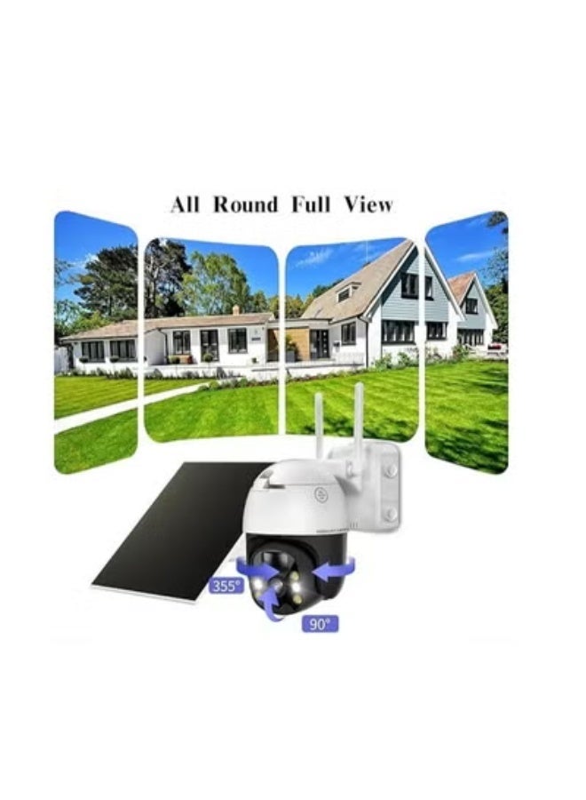 Solar Powered Wireless Security Camera - 360° PTZ Dome WiFi Camera - 10000mAh Rechargeable Battery with Color Night Vision & Two-Way Audio - Image 3