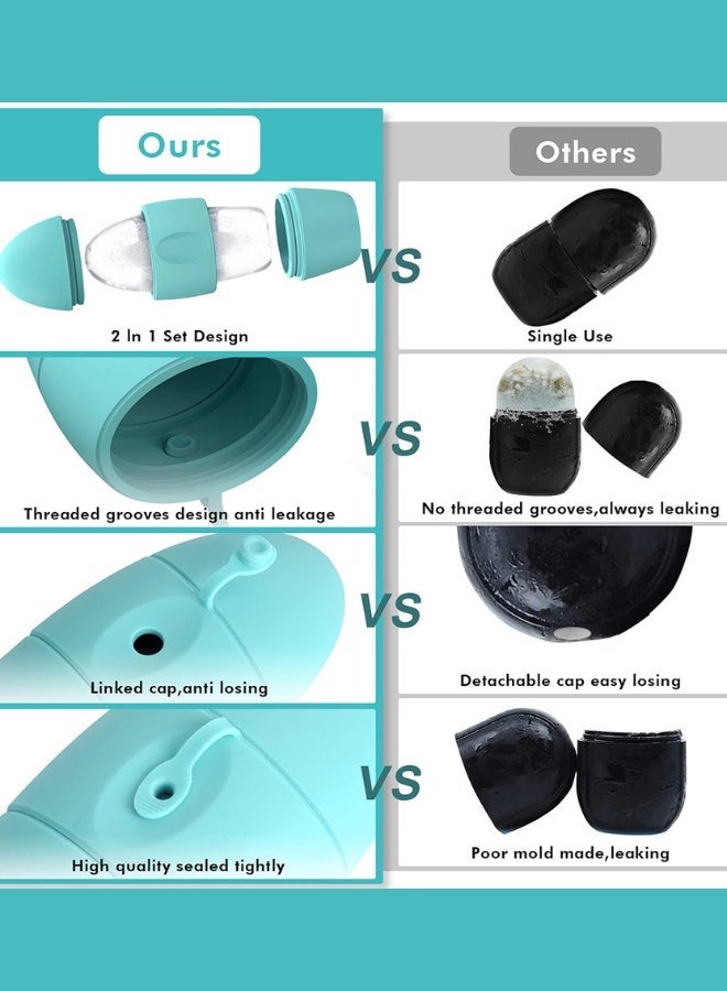 Dual Head Ice Facial Roller - for Puffiness, Dark Circles & Acne - 2 in 1 Leakproof Silicone Face Massager - Cold Therapy for Eye & Body - Skin Care Tool Gift Set for Women & Men (5 Colors) - Image 2