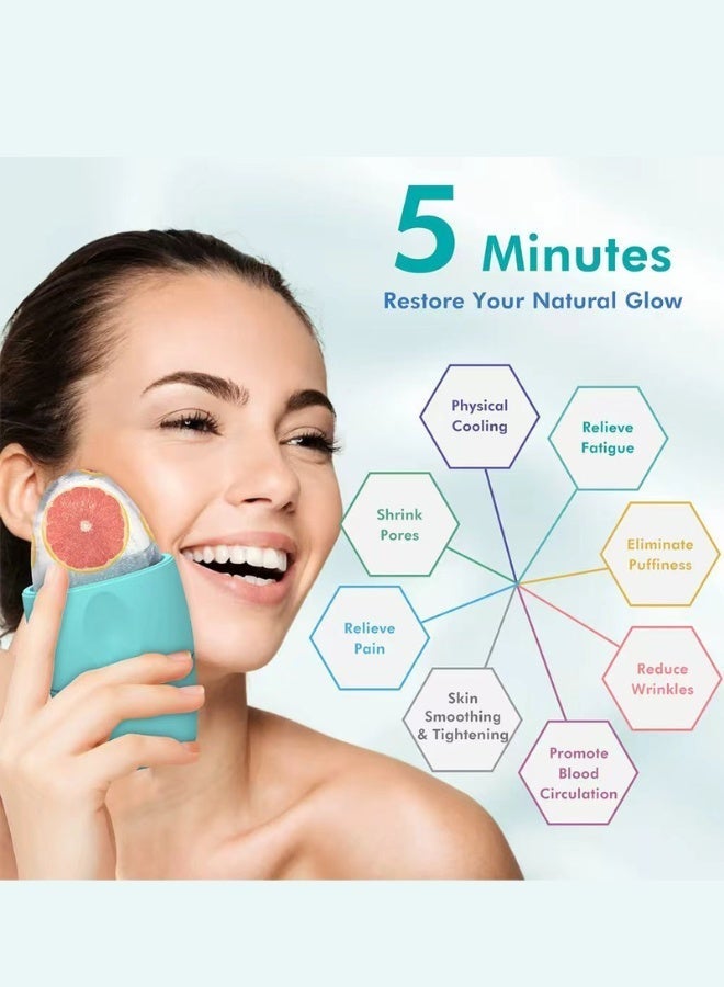 Dual Head Ice Facial Roller - for Puffiness, Dark Circles & Acne - 2 in 1 Leakproof Silicone Face Massager - Cold Therapy for Eye & Body - Skin Care Tool Gift Set for Women & Men (5 Colors) - Image 3