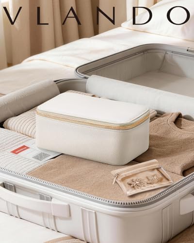 VLANDO Travel Jewelry CaseJewelry Box with 12 Velvet Jewelry Pouch Jewelry Travel Organizer for Women Girl Jewelry Case Necklace Rings Earrings Bags Wedding Gifts White - Image 3