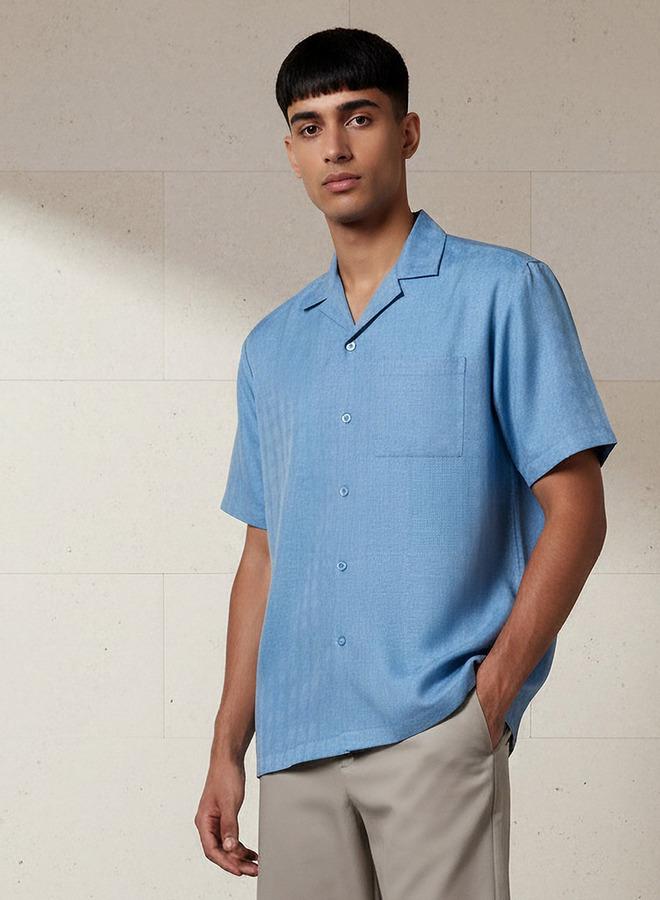 Splash FAV Men Regular Fit Camp Collar Textured Short Sleeves Resort Shirt - Image 1