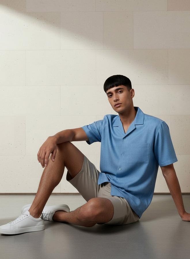Splash FAV Men Regular Fit Camp Collar Textured Short Sleeves Resort Shirt - Image 5