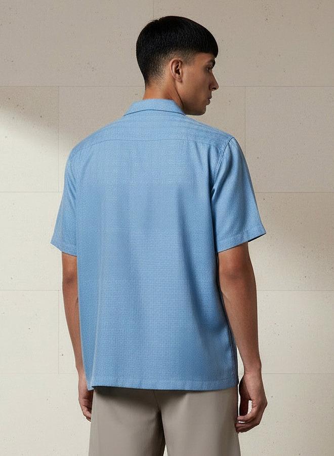Splash FAV Men Regular Fit Camp Collar Textured Short Sleeves Resort Shirt - Image 3