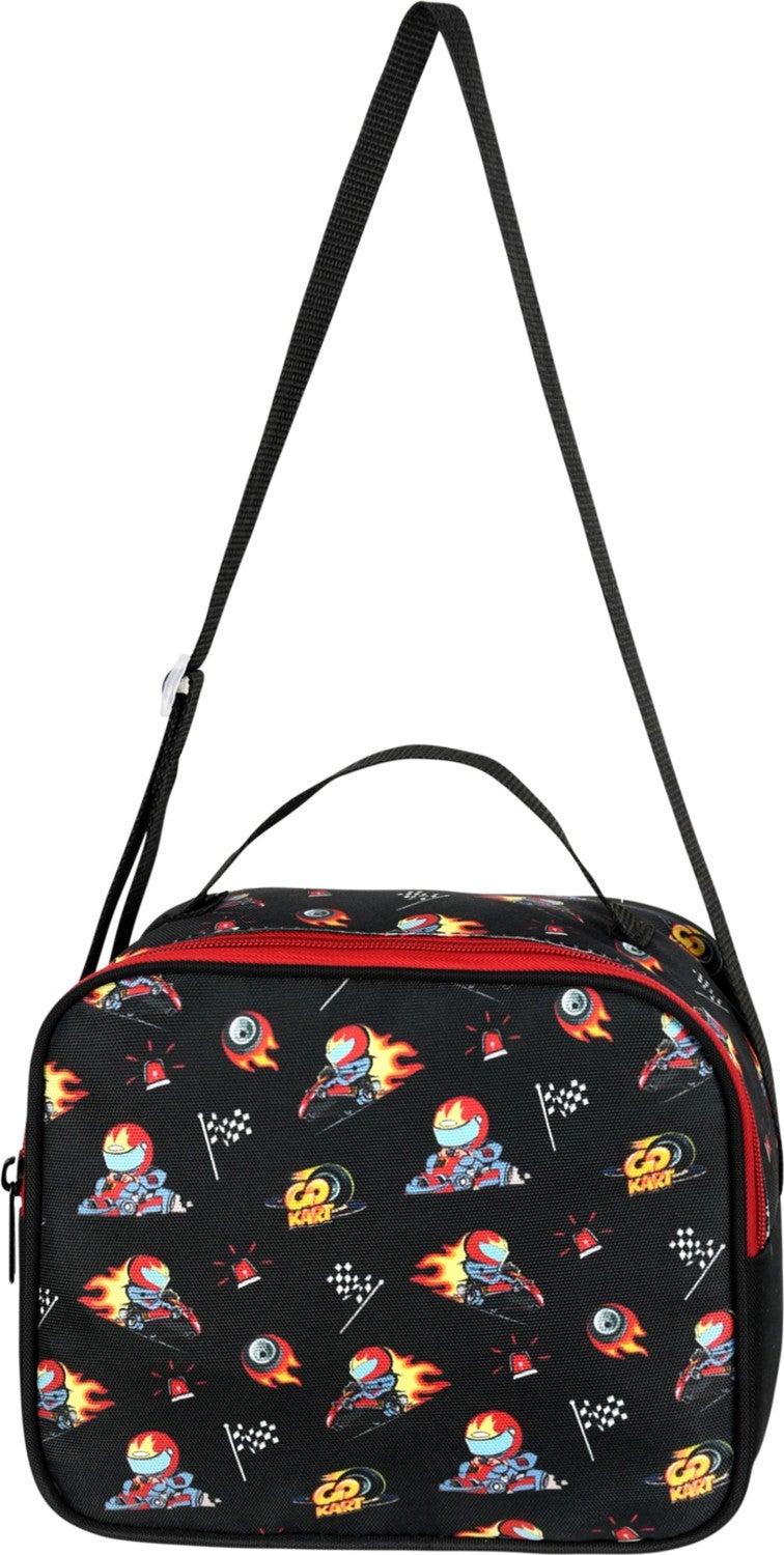 Formula Car Leather Embroidery Patterned Boy Primary School Backpack and Lunch Bag