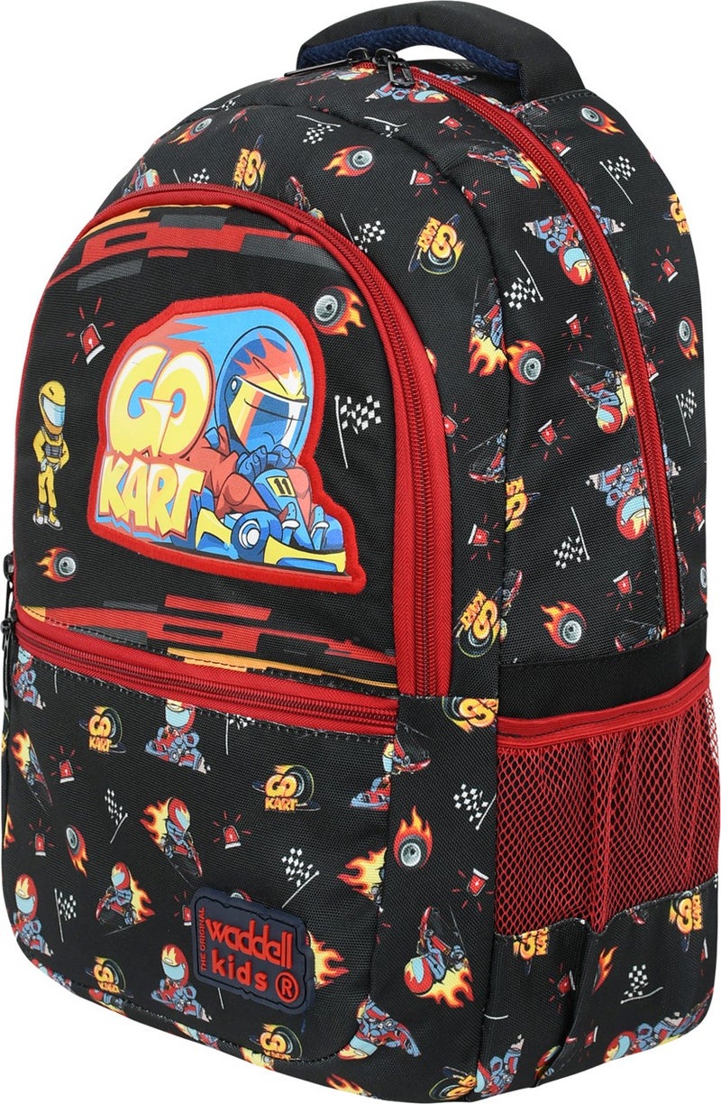 Formula Car Leather Embroidery Patterned Boy Primary School Backpack and Lunch Bag