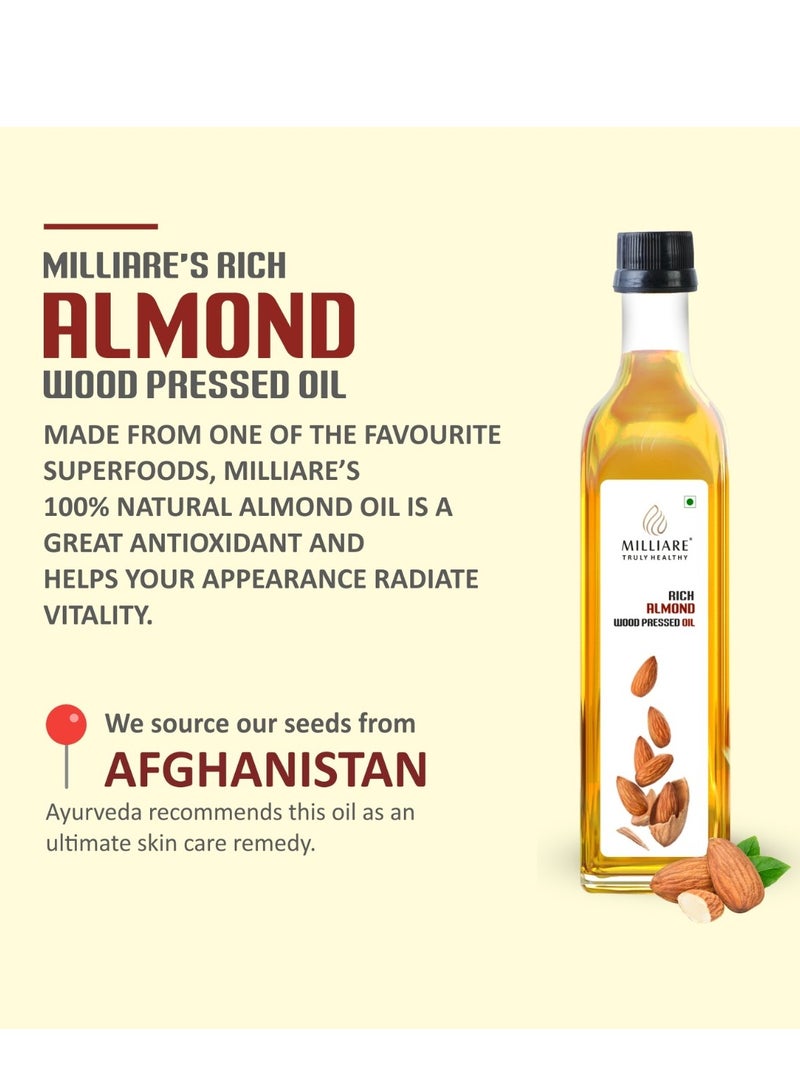 Milliare Rich Almond (Badam) Wood Pressed Oil - 100% Pure & Rich in Vitamin E for Body, Skin,Hair & Baby massage | Natural Almond Oil | Essential Oil | 250 ml - Non Preservative Oil - Image 5