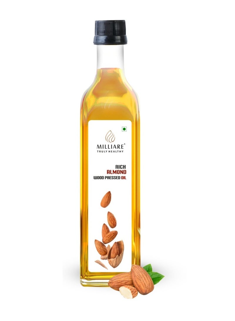 Milliare Rich Almond (Badam) Wood Pressed Oil - 100% Pure & Rich in Vitamin E for Body, Skin,Hair & Baby massage | Natural Almond Oil | Essential Oil | 250 ml - Non Preservative Oil - Image 2