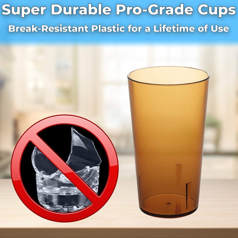 Avant Grub Restaurant Grade  BPA-Free 12oz Amber Plastic Cups 6pk. Super Durable  Break Resistant Drinking Glasses for Cafe  Party  Catering. Reusable  Stackable Tumblers with Textured Grip Design - Image 2