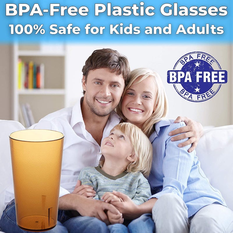 Avant Grub Restaurant Grade  BPA-Free 12oz Amber Plastic Cups 6pk. Super Durable  Break Resistant Drinking Glasses for Cafe  Party  Catering. Reusable  Stackable Tumblers with Textured Grip Design - Image 3