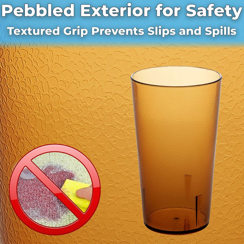 Avant Grub Restaurant Grade  BPA-Free 12oz Amber Plastic Cups 6pk. Super Durable  Break Resistant Drinking Glasses for Cafe  Party  Catering. Reusable  Stackable Tumblers with Textured Grip Design - Image 5