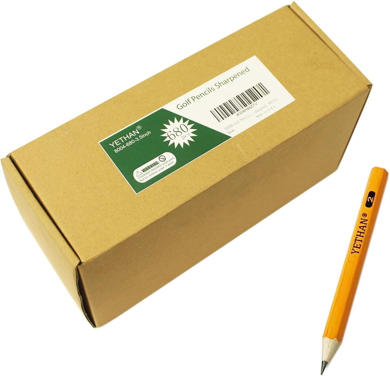 YETHAN Golf Pencils, Half Pencil, 3.5" Mini Pencils, #2 HB Hexagon, Pre-sharpened, 680 Pcs. - Image 2