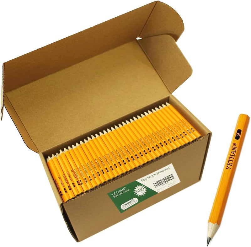 YETHAN Golf Pencils, Half Pencil, 3.5" Mini Pencils, #2 HB Hexagon, Pre-sharpened, 680 Pcs. - Image 1
