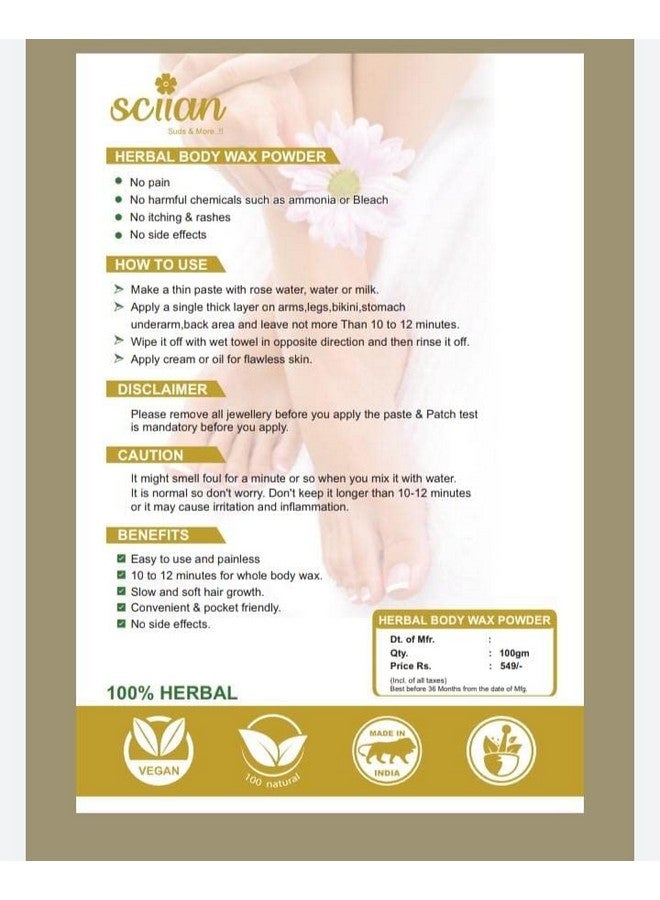 SCIIAN Wax Powder For Hair Removal | Wax Powder For Hair Removal Body | 5 Minutes Herbal Wax Powder Easy To Use At Home | No Chemicals - No Irritation | Easy To Use At Home 100gm - Image 4