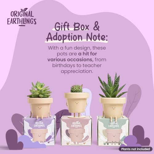 Original Earthlings Legs Out Pot, Cute Plant Pot, 10 cm Plastic Funny Planter with Drainage, Unique Cactus Plant Lover Gift, Small Succulent Face Flower Pot, Fun Teacher Appreciation Gift - Image 4