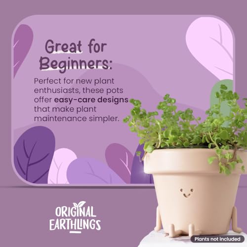 Original Earthlings Legs Out Pot, Cute Plant Pot, 10 cm Plastic Funny Planter with Drainage, Unique Cactus Plant Lover Gift, Small Succulent Face Flower Pot, Fun Teacher Appreciation Gift - Image 5