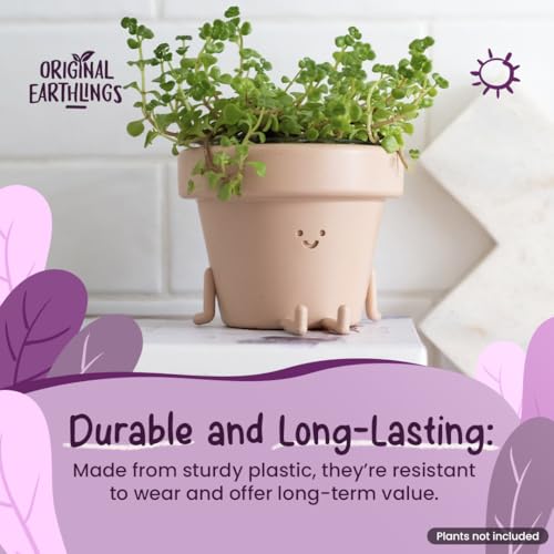 Original Earthlings Legs Out Pot, Cute Plant Pot, 10 cm Plastic Funny Planter with Drainage, Unique Cactus Plant Lover Gift, Small Succulent Face Flower Pot, Fun Teacher Appreciation Gift - Image 2