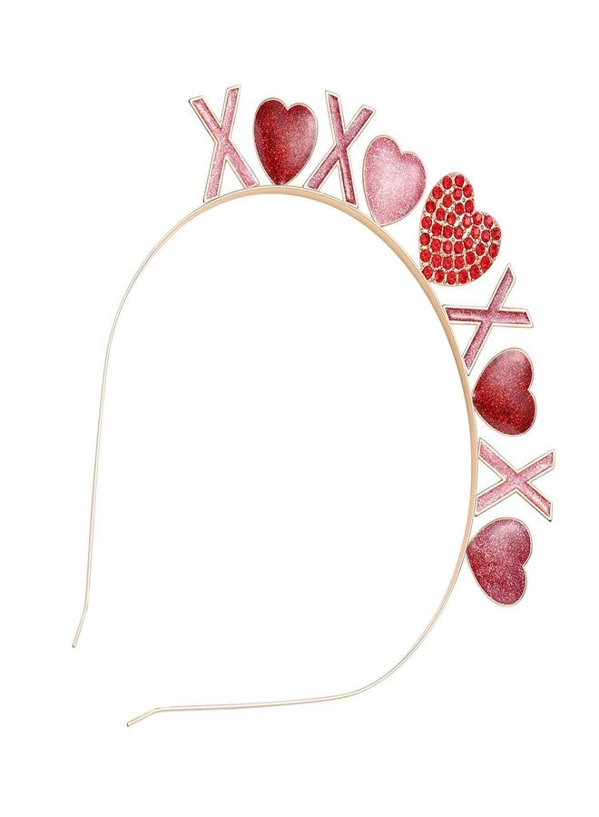 Dzrige Rhinestone Heart Headband Glitter XO Heart Headband Love Heart Hair Hoop Heart Shaped Hair Accessoires for Valentines Day New Year Wedding Birthday Party Gift - Image 2