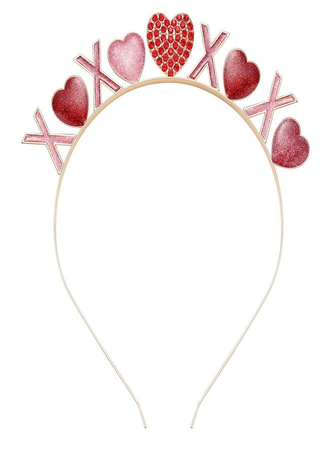 Dzrige Rhinestone Heart Headband Glitter XO Heart Headband Love Heart Hair Hoop Heart Shaped Hair Accessoires for Valentines Day New Year Wedding Birthday Party Gift - Image 1