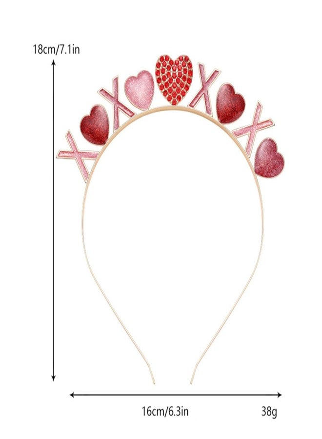 Dzrige Rhinestone Heart Headband Glitter XO Heart Headband Love Heart Hair Hoop Heart Shaped Hair Accessoires for Valentines Day New Year Wedding Birthday Party Gift - Image 3