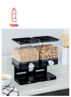 BAIG Plastic Double Barrel Cereal Storage Jar Cereal Dry Food Organizer Bins Storage Boxes Food Dispenser Capacity:‎496 Grams  - Image 1