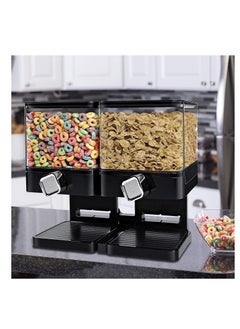 BAIG Plastic Double Barrel Cereal Storage Jar Cereal Dry Food Organizer Bins Storage Boxes Food Dispenser Capacity:‎496 Grams  - Image 4