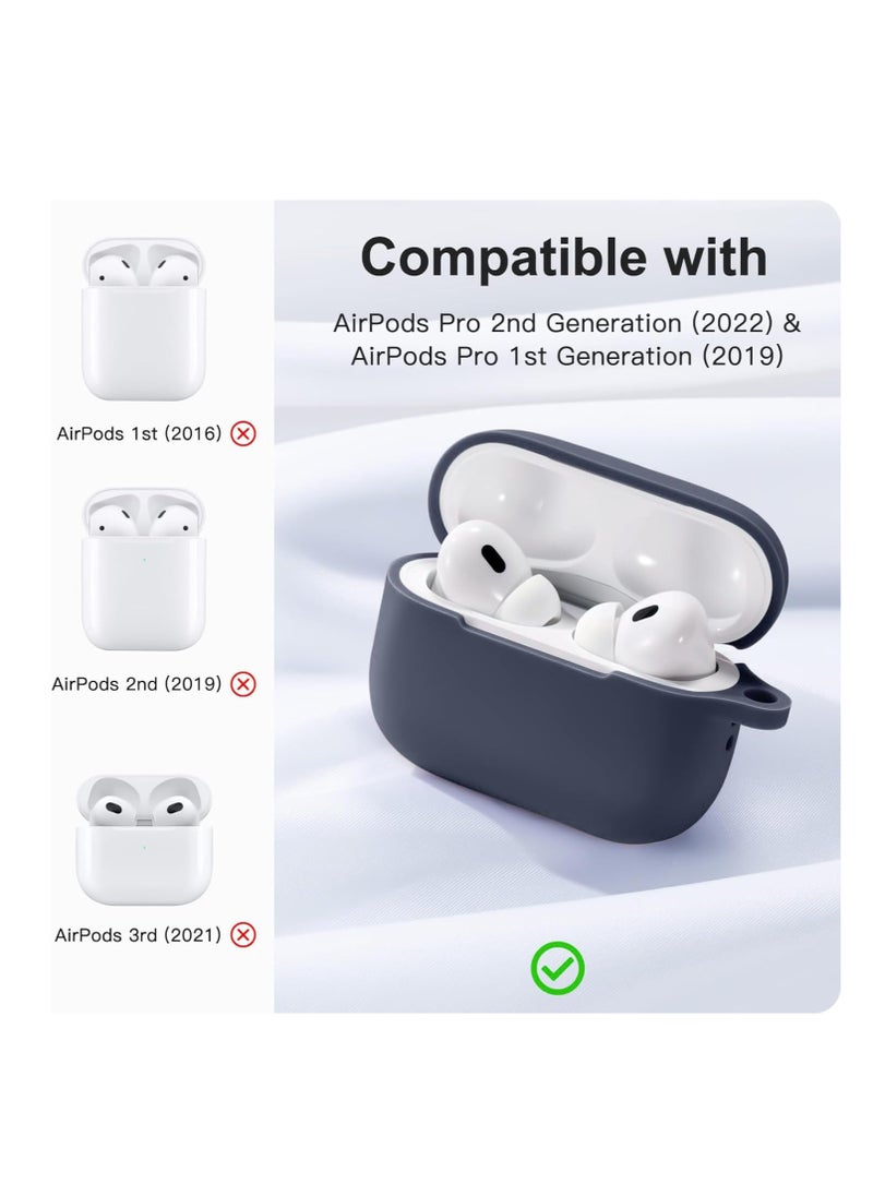 Generic AirPods Pro 2nd Generation Case Cover, Protective Silicone Skin Accessories with Keychain for Women Men for Apple AirPods Pro Gen 2 (2022), Front LED Visible  - Image 2