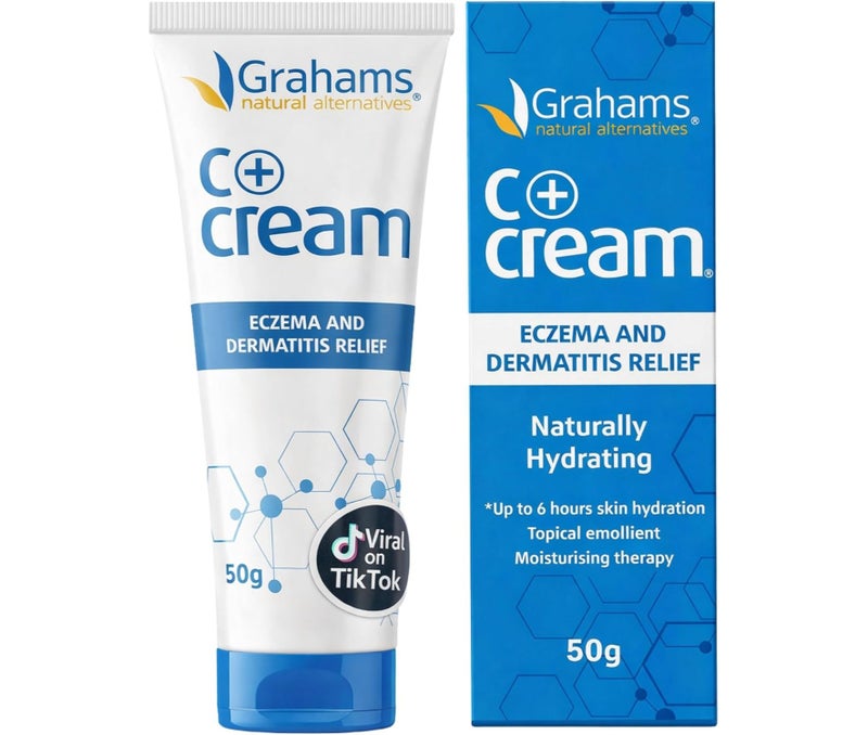 Grahams Natural C+ Cream Eczema Psoriasis and Dermatitis Relief | For Dry & Itchy Skin | Clinically Tested Ingredients | Made For Sensitive Skin | 50 G