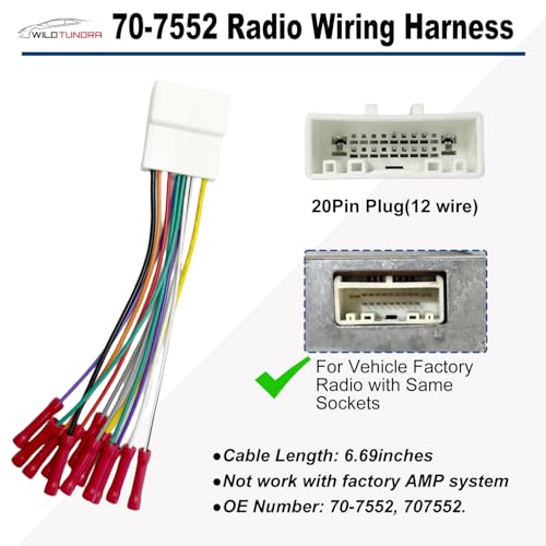 WildTundra Radio Wiring Harness 20Pin Connector for Nissan 2007-2017/Infiniti 2009-2012/Subaru 2008-2015 Aftermarket Radio Stereo Wire Harness with Antenna Adapter Aftermarket car Stereo Receiver Wire Cable - Image 2