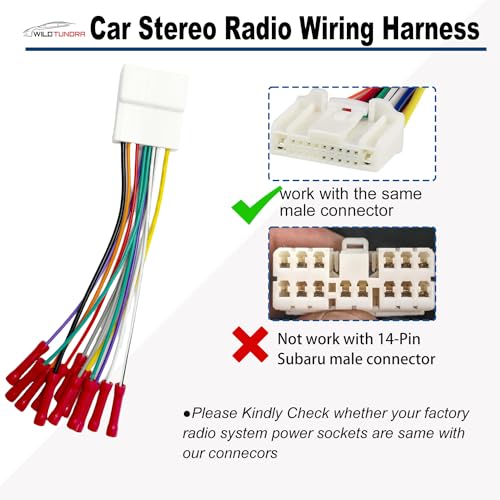 WildTundra Radio Wiring Harness 20Pin Connector for Nissan 2007-2017/Infiniti 2009-2012/Subaru 2008-2015 Aftermarket Radio Stereo Wire Harness with Antenna Adapter Aftermarket car Stereo Receiver Wire Cable - Image 4
