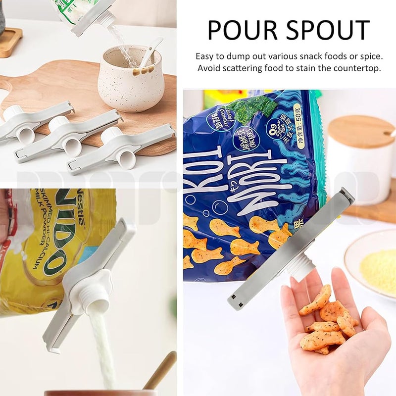 Marrone Sealing Clamp with Pour Spouts Plastic Cap Sealer Clips for Snack and Kitchen Food Storage and Organization Food Snack Seal Bag Sealing Clip Sealer Clamp 4 - Image 2
