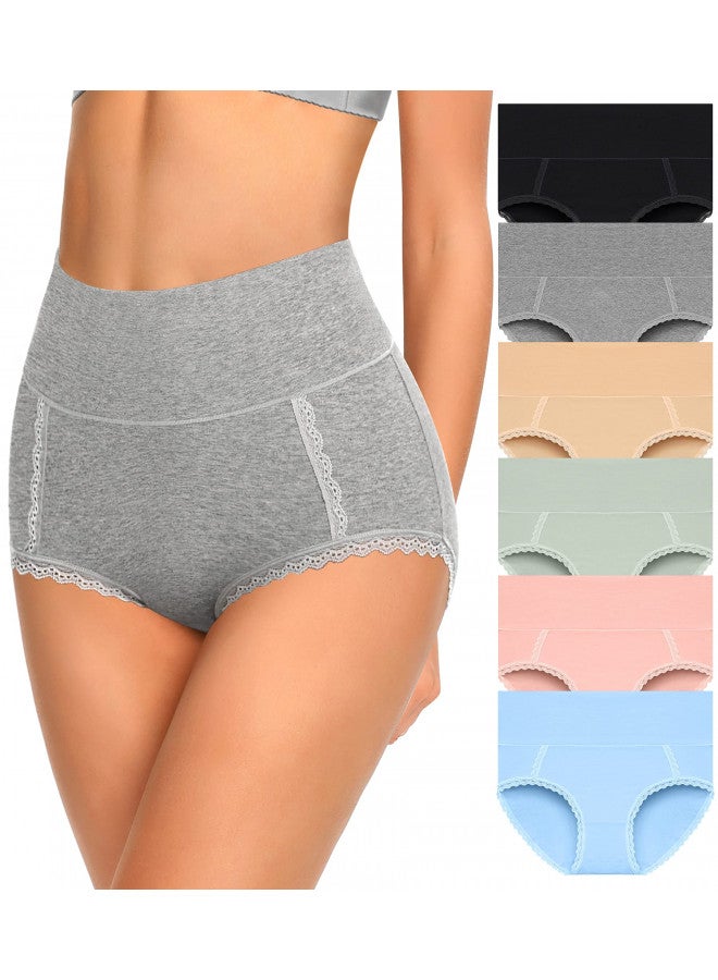MISSWHO Womens Underwear Cotton High Rise Postpartum Stretch Full Coverage Panties, Woman Underware Soft Briefs Ladies 6 Pack, X-Large - Image 1