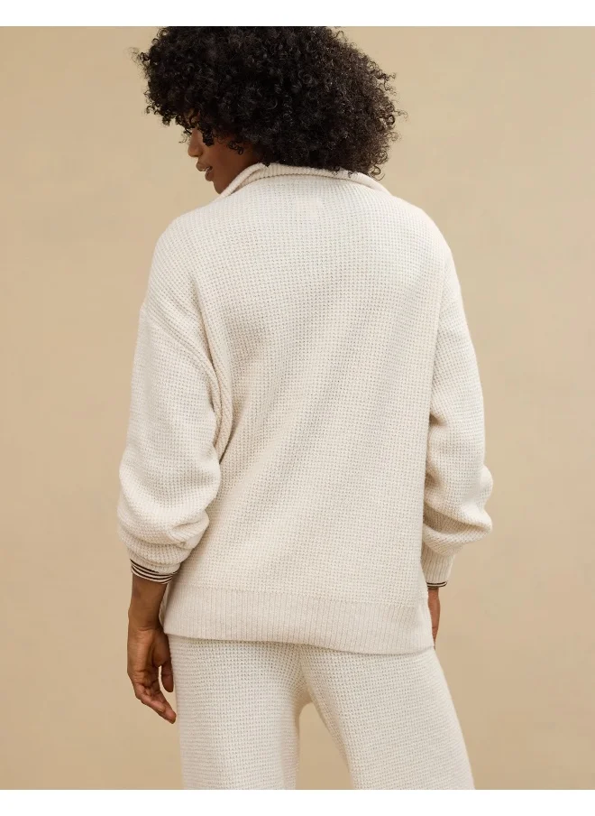 آري من امريكان ايجل Aerie CozyUp Waffle Button Sweater