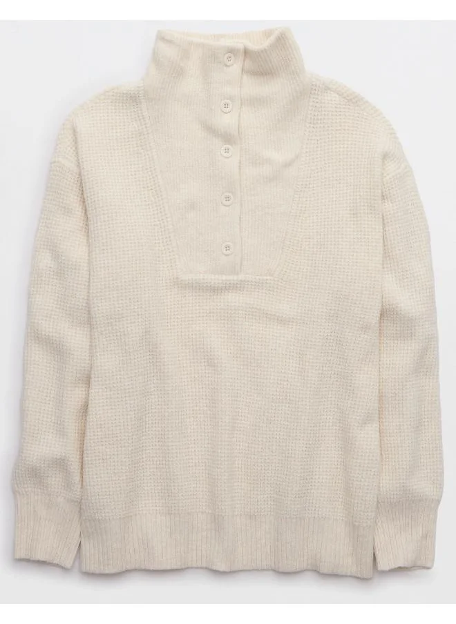 Aerie Aerie CozyUp Waffle Button Sweater