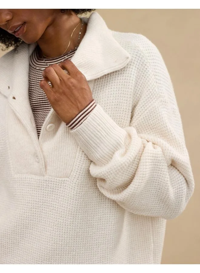 Aerie Aerie CozyUp Waffle Button Sweater
