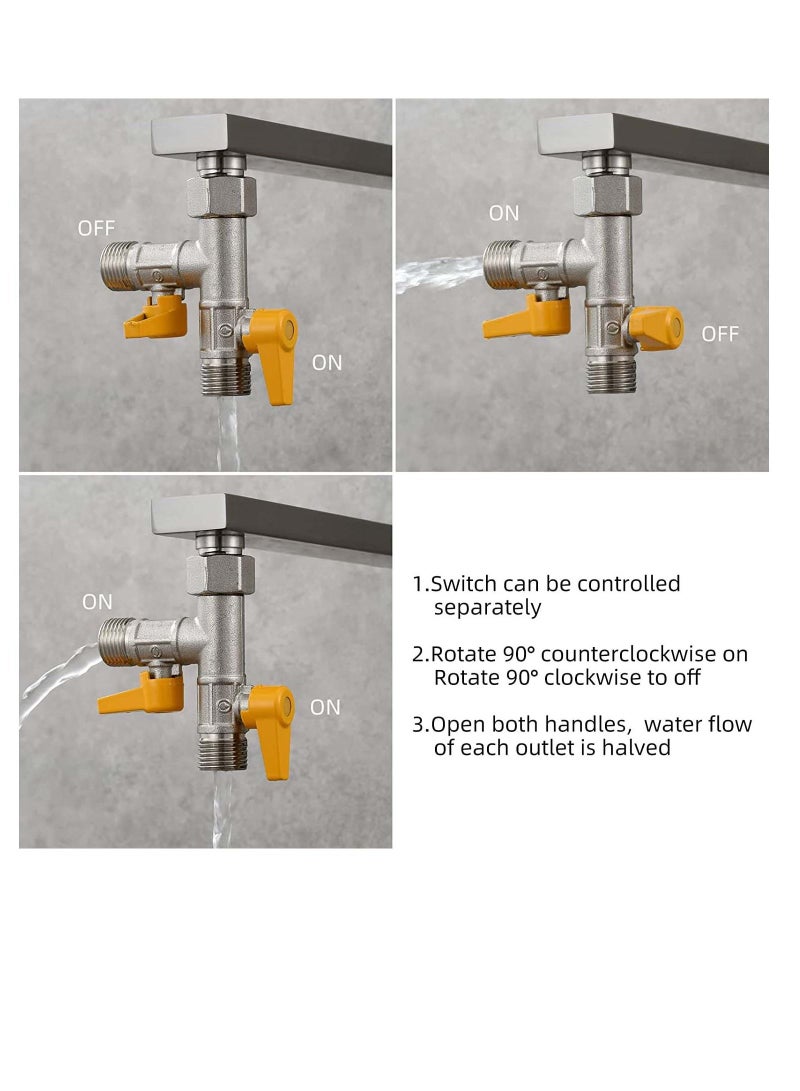SYOSI Shower Head Diverter Valve, 100% Solid Brass Shower Arm Diverter Valve for Hand Held Showerhead and Fixed Spray Head, G1/2 20mm Diameter 3-Way Bathroom Universal Shower System Replacement Part, DSF009  - Image 4