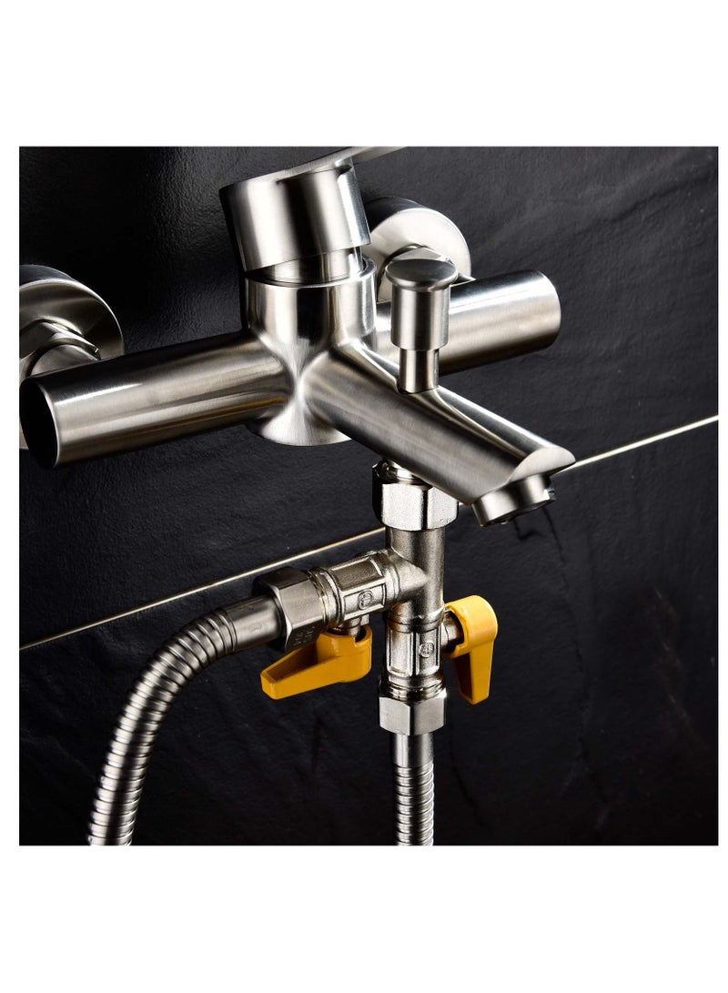 SYOSI Shower Head Diverter Valve, 100% Solid Brass Shower Arm Diverter Valve for Hand Held Showerhead and Fixed Spray Head, G1/2 20mm Diameter 3-Way Bathroom Universal Shower System Replacement Part, DSF009  - Image 3