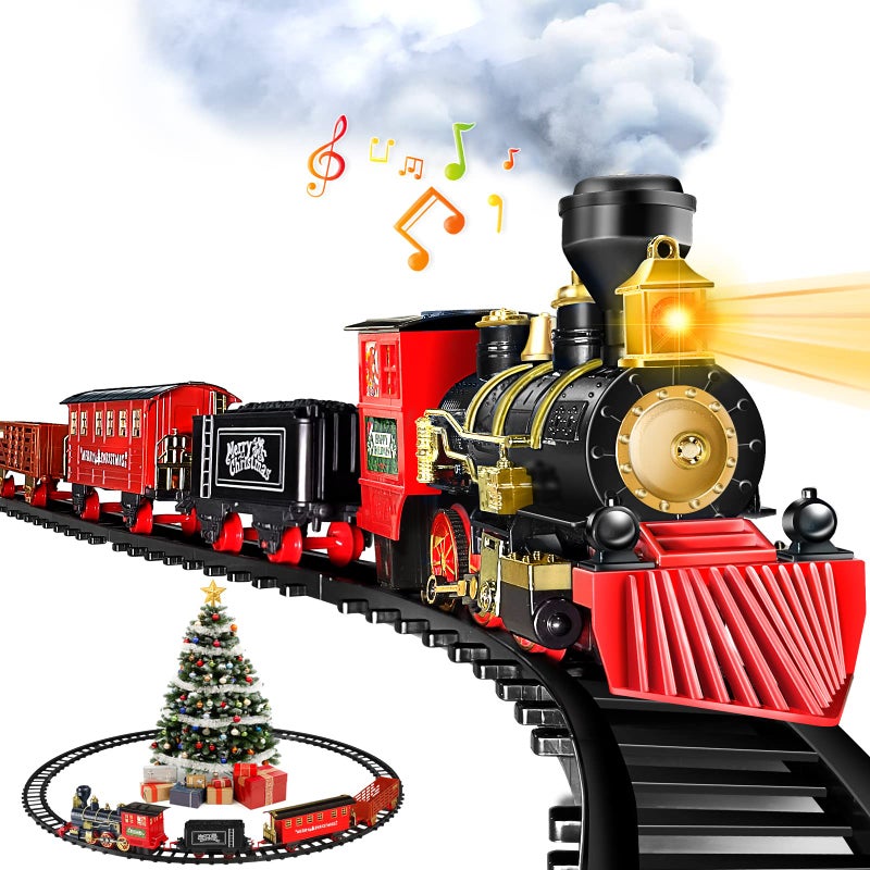 BainGesk Train Set Christmas Train Set with Steam Light and Sounds Electric Train Toy for Boys  Girls Christmas Train Set for Under The Tree Gifts for 3 4 5 6 7 8 Year Old Kids - Image 2