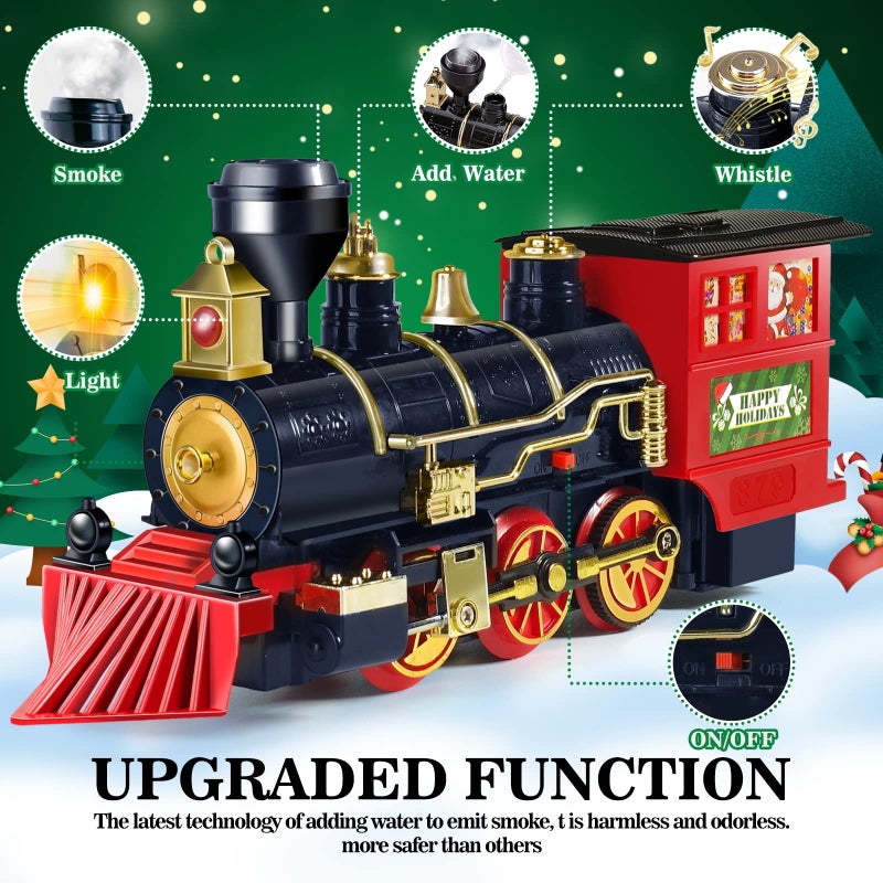 BainGesk Train Set Christmas Train Set with Steam Light and Sounds Electric Train Toy for Boys  Girls Christmas Train Set for Under The Tree Gifts for 3 4 5 6 7 8 Year Old Kids - Image 3