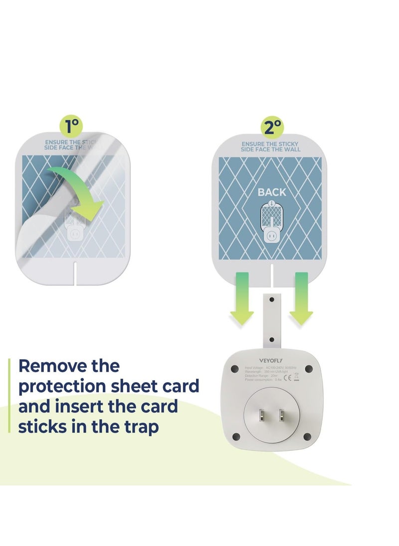 VEYOFLY Indoor Flying Insect Trap - Plug-in Bug Light Trap for Fruit Flies, Gnats and Houseflies - Odorless and Mess Free (1 Device + 3 Glue Boards)  - Image 3